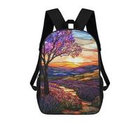 sinyumoney Mochilas Para Niños Stained Glass Sunset Landscape Mochila Escolar Impresa En 3D Para Niños Mochilas De Viaje De Moda Para Niños Estudiantes Escolares 17inch