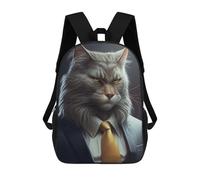 sinyumoney Mochilas Para Niños Stylish Cat in Suit Artwork Mochila Escolar Impresa En 3D Para Niños Mochilas De Viaje De Moda Para Niños Estudiantes Escolares 17inch