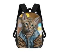 sinyumoney Mochilas Para Niños Stylish Cat in Trendy Jacket Mochila Escolar Impresa En 3D Para Niños Mochilas De Viaje De Moda Para Niños Estudiantes Escolares 17inch