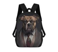 sinyumoney Mochilas Para Niños Stylish Dog Portrait in Suit Mochila Escolar Impresa En 3D Para Niños Mochilas De Viaje De Moda Para Niños Estudiantes Escolares 17inch