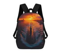 sinyumoney Mochilas Para Niños Submarine in Sunset Mochila Escolar Impresa En 3D Para Niños Mochilas De Viaje De Moda Para Niños Estudiantes Escolares 17inch