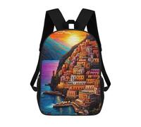 sinyumoney Mochilas Para Niños Sunset Over Coastal Village -2 Mochila Escolar Mochila Para Niños Mochila De Viaje Mochilas Para Libros Mochila Impresa En 3D Para Niños Y Niñas 17inch