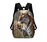 sinyumoney Mochilas Para Niños Tiger Sipping A Beer Mochila Escolar Impresa En 3D Para Niños Mochilas De Viaje De Moda Para Niños Estudiantes Escolares 17inch