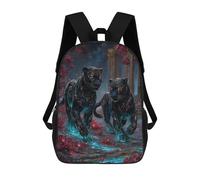 sinyumoney Mochilas Para Niños Two Black Panthers in Floral Landscape Mochila Escolar Impresa En 3D Para Niños Mochilas De Viaje De Moda Para Niños Estudiantes Escolares 17inch