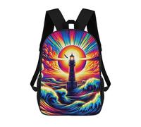 sinyumoney Mochilas Para Niños Vibrant Lighthouse Sunset Mochila Escolar Mochila Para Niños Mochila De Viaje Mochilas Para Libros Mochila Impresa En 3D Para Niños Y Niñas 17inch