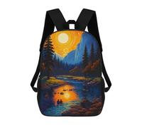 sinyumoney Mochilas Para Niños Vibrant Mountain River Landscape Painting Mochila Escolar Impresa En 3D Para Niños Mochilas De Viaje De Moda Para Niños Estudiantes Escolares 17inch