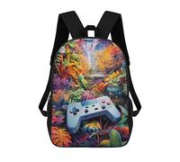 sinyumoney Mochilas Para Niños Video Game Controller in A Lush Jungle Mochila Escolar Impresa En 3D Mochila De Moda Mochilas Escolares De Viaje Para La Escuela O Viajes 17inch