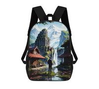 sinyumoney Mochilas Para Niños Village Fantasy Nature Mochila Escolar Para Niños Mochila De Viaje Mochila Escolar Para Estudiantes Bolsa Para Libros Y Material Escolar Mochilas Escolares 17inch