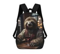 sinyumoney Mochilas Para Niños Wine Sloth Mochila Escolar Impresa En 3D Para Niños Mochilas De Viaje De Moda Para Niños Estudiantes Escolares 17inch