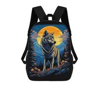 sinyumoney Mochilas Para Niños Wolf in Mountain Landscape Illustration Mochila Escolar Impresa En 3D Para Niños Mochilas De Viaje De Moda Para Niños Estudiantes Escolares 17inch