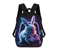 sinyumoney Mochilas Rabbit Neon Game Mochila Escolar Para Niños Mochila Escolar Impresa En 3D Para Niños Estudiantes De Primaria Y Secundaria 17inch