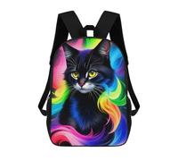 sinyumoney Mochilas Rainbow Whiskered Cat Mochila Escolar Para Niños Mochila Escolar Impresa En 3D Para Niños Estudiantes De Primaria Y Secundaria 17inch