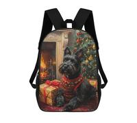 sinyumoney Mochilas Scottish Terrier Christmas Portrait Holiday Scottish Dog Mochila Escolar Para Niños Mochila Escolar Impresa En 3D Para Niños Estudiantes De Primaria Y Secundaria 17inch