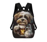 sinyumoney Mochilas Shih Tzu Beer Mochila Escolar Para Niños Mochila Escolar Impresa En 3D Para Niños Estudiantes De Primaria Y Secundaria 17inch