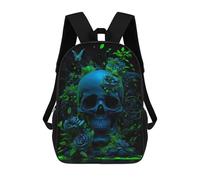 sinyumoney Mochilas Skull with Flowers Art Print Mochila Escolar Para Niños Mochila Escolar Impresa En 3D Para Niños Estudiantes De Primaria Y Secundaria 17inch