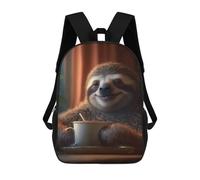 sinyumoney Mochilas Sloth Morning Coffee Mochila Escolar Para Niños Mochila Escolar Impresa En 3D Para Niños Estudiantes De Primaria Y Secundaria 17inch