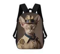 sinyumoney Mochilas Sphynx Cat in Western Uniform Mochila Escolar Para Niños Mochila Escolar Impresa En 3D Para Niños Estudiantes De Primaria Y Secundaria 17inch