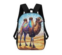 sinyumoney Mochilas Stained Glass Camel in Desert Landscape Mochila Escolar Para Niños Mochila Escolar Impresa En 3D Para Niños Estudiantes De Primaria Y Secundaria 17inch