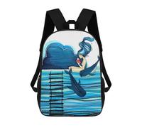 sinyumoney Mochilas Stairs to The Ocean Mochila Escolar Para Niños Mochila Escolar Impresa En 3D Para Niños Estudiantes De Primaria Y Secundaria 17inch