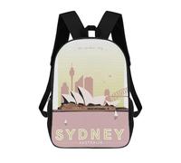 sinyumoney Mochilas Sydney Vintage Travel Mochila Escolar Para Niños Mochila Escolar Impresa En 3D Para Niños Estudiantes De Primaria Y Secundaria 17inch