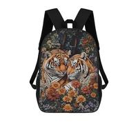 sinyumoney Mochilas Tiger Love in Bloom Mochila Escolar Para Niños Mochila Escolar Impresa En 3D Para Niños Estudiantes De Primaria Y Secundaria 17inch