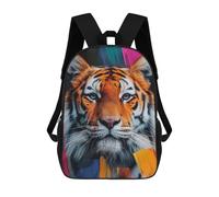 sinyumoney Mochilas Tiger Portrait with Abstract Strokes Mochila Escolar Para Niños Mochila Escolar Impresa En 3D Para Niños Estudiantes De Primaria Y Secundaria 17inch