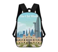 sinyumoney Mochilas Travel to Ho Chi Minh City Mochila Escolar Para Niños Mochila Escolar Impresa En 3D Para Niños Estudiantes De Primaria Y Secundaria 17inch