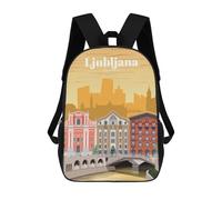 sinyumoney Mochilas Travel to Ljubljana Mochila Escolar Para Niños Mochila Escolar Impresa En 3D Para Niños Estudiantes De Primaria Y Secundaria 17inch