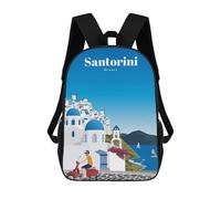 sinyumoney Mochilas Travel to Santorini Mochila Escolar Para Niños Mochila Escolar Impresa En 3D Para Niños Estudiantes De Primaria Y Secundaria 17inch