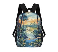 sinyumoney Mochilas Tropical River Landscape at Sunset Mochila Escolar Para Niños Mochila Escolar Impresa En 3D Para Niños Estudiantes De Primaria Y Secundaria 17inch