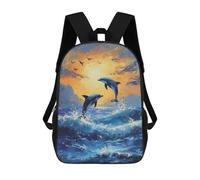 sinyumoney Mochilas Two Dolphin Jumping Mochila Escolar Para Niños Mochila Escolar Impresa En 3D Para Niños Estudiantes De Primaria Y Secundaria 17inch