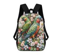 sinyumoney Mochilas Two Parrots in Floral Arrangement Mochila Escolar Para Niños Mochila Escolar Impresa En 3D Para Niños Estudiantes De Primaria Y Secundaria 17inch