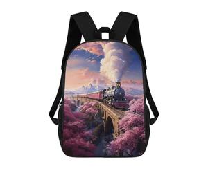 sinyumoney Mochilas Vintage Sakura Steam Train Mochila Escolar Para Niños Mochila Escolar Impresa En 3D Para Niños Estudiantes De Primaria Y Secundaria 17inch
