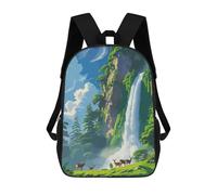 sinyumoney Mochilas Waterfall Landscape with Deer Mochila Escolar Para Niños Mochila Escolar Impresa En 3D Para Niños Estudiantes De Primaria Y Secundaria 17inch