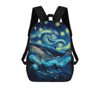 sinyumoney Mochilas Whale in Starry Night Style Mochila Escolar Para Niños Mochila Escolar Impresa En 3D Para Niños Estudiantes De Primaria Y Secundaria 17inch