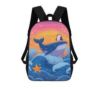 sinyumoney Mochilas Whale, Penguin, And Starfish Ocean Adventure Mochila Escolar Para Niños Mochila Escolar Impresa En 3D Para Niños Estudiantes De Primaria Y Secundaria 17inch