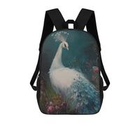 sinyumoney Mochilas White Peacock Painting Mochila Escolar Para Niños Mochila Escolar Impresa En 3D Para Niños Estudiantes De Primaria Y Secundaria 17inch