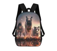 sinyumoney Mochilas Wild Trio Wolf, Tiger, Bear Mochila Escolar Para Niños Mochila Escolar Impresa En 3D Para Niños Estudiantes De Primaria Y Secundaria 17inch