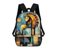 sinyumoney Modern Cubism Lion Mochila Escolar Para Niños Con Impresión 3D, Mochila Moderna Para Niños Y Niñas, Mochila Informal Para Estudiantes. 17inch