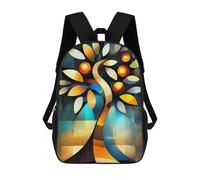 sinyumoney Modern Cubism Tree Mochila Escolar Impresa En 3D Para Niños, Mochila Escolar Informal De Moda Para Viajes Para Niños Y Estudiantes 17inch