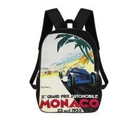 sinyumoney Monaco Grand Prix 1934 Mochila Escolar Para Niños, Mochila Escolar Impresa En 3D Para Estudiantes De Primaria Y Secundaria 17inch