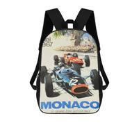 sinyumoney Monaco Grand Prix 1967 Mochila Escolar Resistente Al Agua, Mochila De Viaje, Bolsa Para Computadora Para Niñas, Niños Y Adolescentes 17inch