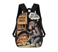 sinyumoney Monkey And Lion Cartoon Mochila Infantil, Mochila Escolar Impresa En 3D, Mochila Para Niños Y Niñas, Mochila Escolar Ajustable Para La Escuela Primaria 17inch