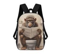 sinyumoney Monkey on Toilet Mochila Infantil, Mochila Escolar Infantil, Mochilas Escolares Impresas En 3D Para Niños Y Estudiantes Adolescentes 17inch