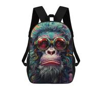 sinyumoney Monkey Portrait -2 Mochilas Escolares Impresas En 3D, Mochila Escolar Informal Para Niños, Mochila Escolar De Moda Para Estudiantes De Secundaria 17inch