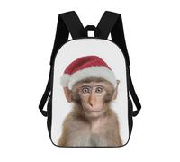 sinyumoney Monkey Wearing A Christmas Santa Hat Mochila Escolar Infantil Impresa En 3D Para Niños, Mochilas De Viaje De Alta Capacidad, Bolsas Para Libros, Mochila Escolar Infantil 17inch