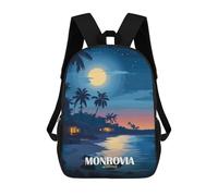 sinyumoney Monrovia, Liberia Beach at Night Mochila Escolar Mochilas Escolares Para Niñas Y Niños Mochila Con Bolsillo Mochila Escolar De Moda Mochila Infantil 17inch