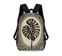 sinyumoney Monstera Leaf Art Nouveau Illustration Mochilas De 17 Pulgadas Para Niños, Mochilas Escolares Impresas En 3D Para Estudiantes De Primaria Y Secundaria, Para Niños Y Niñas.