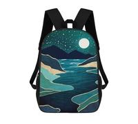 sinyumoney Moon Water Vista Mochilas Para Niños 17inch Mochila Escolar Mochila Escolar Impresa En 3D Para Niños De Primaria Y Secundaria
