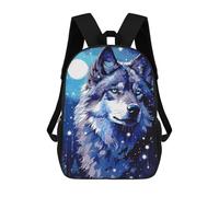 sinyumoney Moon Wolf Retro Pixel Art Mochila Escolar Para Niños De 17 Pulgadas, Mochila Informal De Viaje Para Niños Y Niñas, Mochila De Gran Capacidad Para El Día A Día 17inch